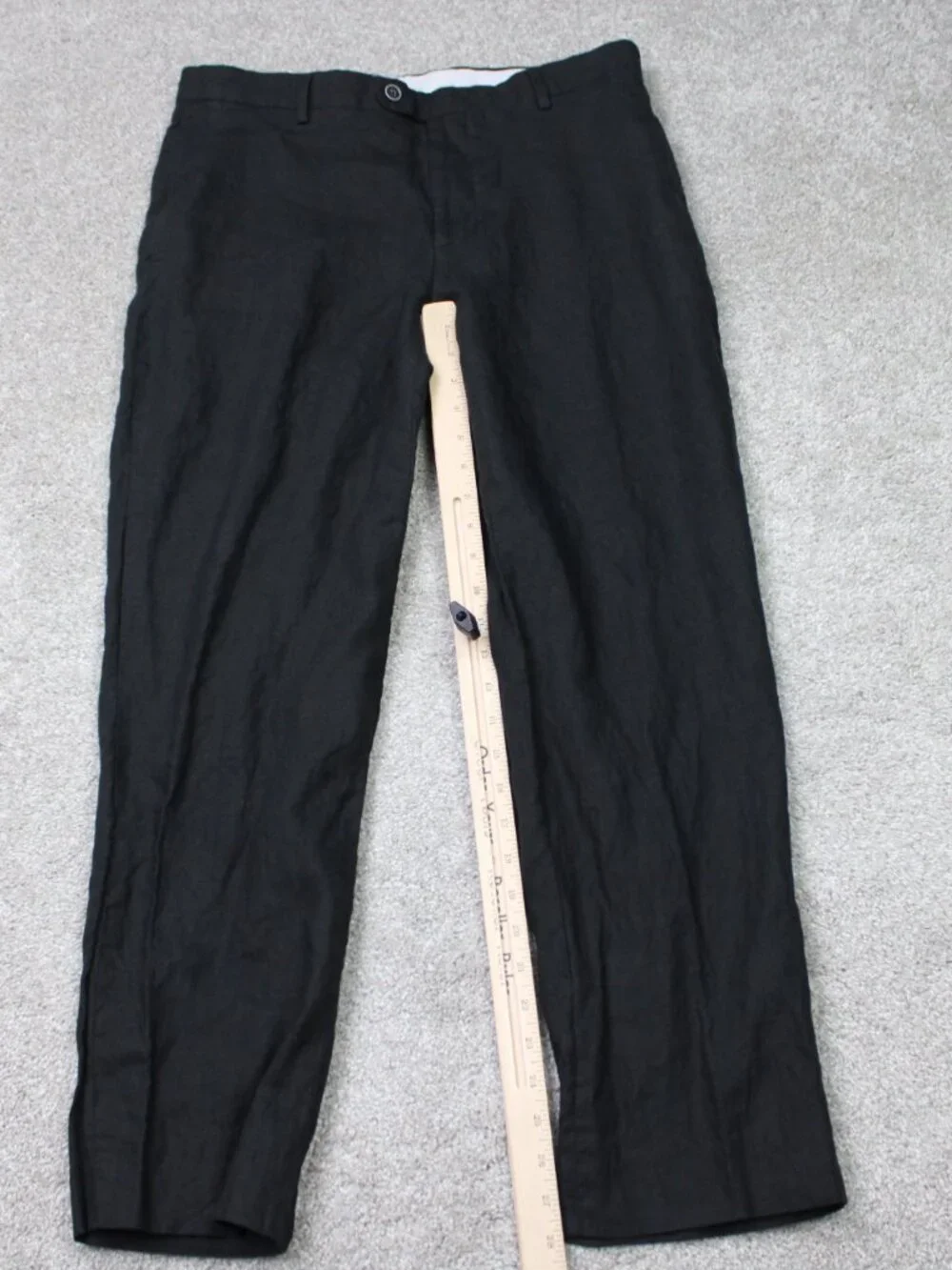 Joseph Abboud Pants Mens 34x28 Black Leomaster 100% Linen Flat Front Straight